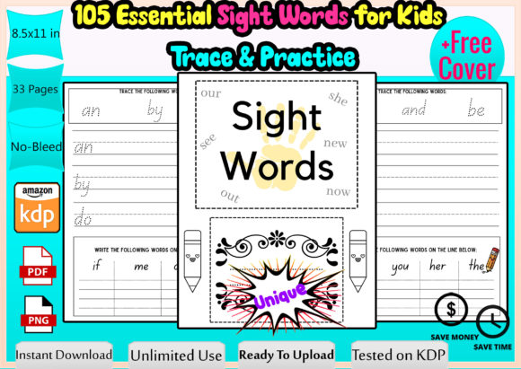 105 Essential Sight Words for Kids KDP: A Practical Resource for Publishers and Educators