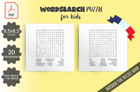 20 WordSearch Puzzle KDP Template French Guide