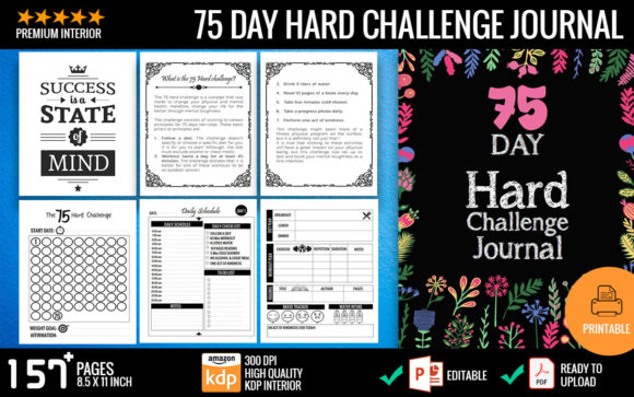 75 Day Hard Challenge Journal: A Customizable Tool for Mental Toughness and Health Tracking