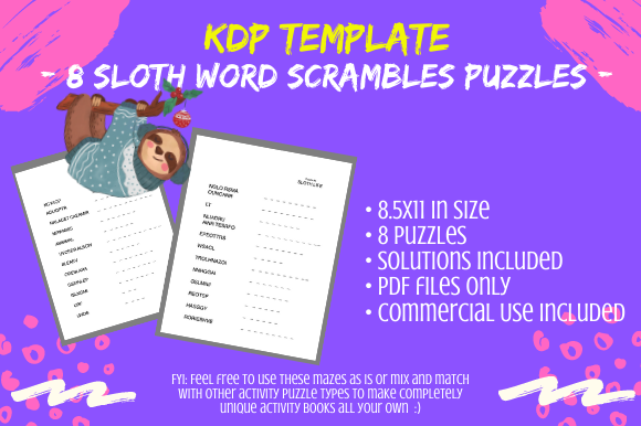 Accelerating KDP Production: Leveraging 8 Sloth Facts Word Scrambles Puzzles for Scalable Activity Book Creation