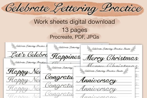Celebrate Lettering Practice Sheets: Digital Workbook
