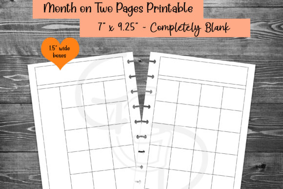 Customizable Month on Two Pages Calendar