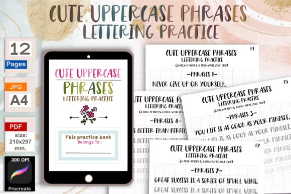 Cute Uppercase Phrases Lettering Practice Guide