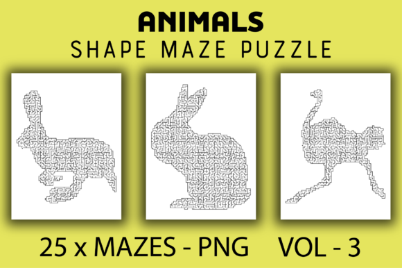 Elevating KDP Portfolios with 25 Animal Shape Maze Puzzle PNG Vol - 3