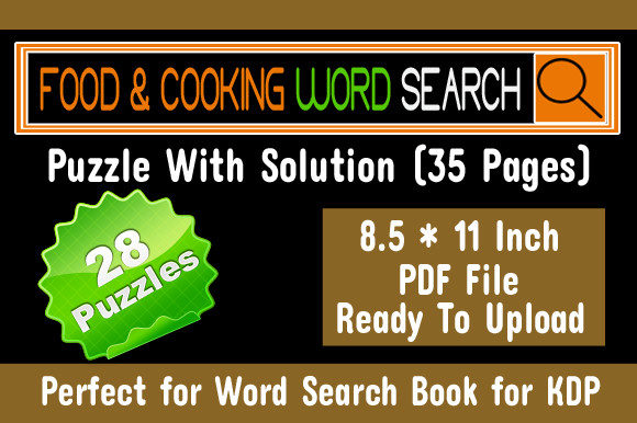 Food Cooking Word Search Book Interior for KDP