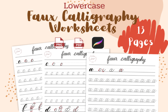 Lowercase Faux Calligraphy Worksheets: Mastering Hand Lettering for Print and Digital