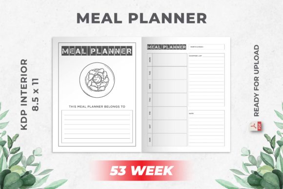 Weekly Meal Planner KDP Interior 53 Week Guide